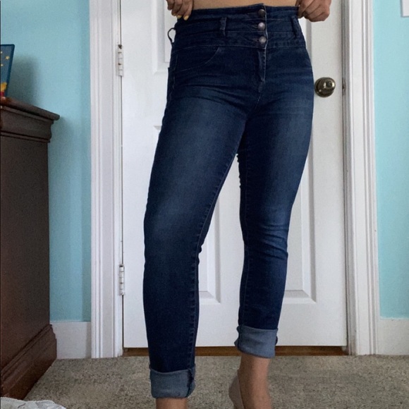High Waisted Skinny Jeans Dark Wash - Picture 1 of 3